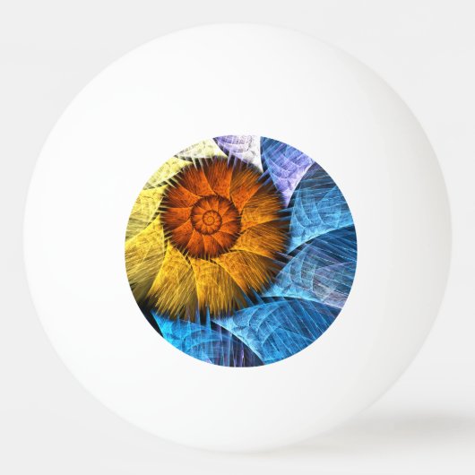 Floral Oranje Geel Blauw Abstracte Kunst Pingpongbal (Voorkant)