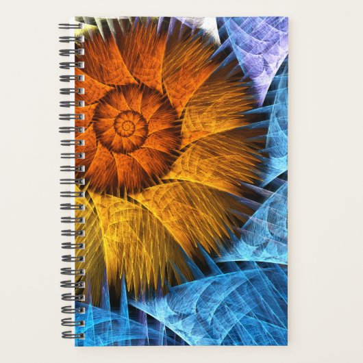 Floral Oranje Geel Blauw Abstracte Kunst Planner (Voorkant)