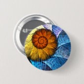 Floral Oranje Geel Blauw Abstracte Kunst Ronde Button 5,7 Cm (Voorkant /achterkant)