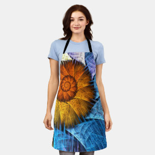 Floral Oranje Geel Blauw Abstracte Kunst Schort