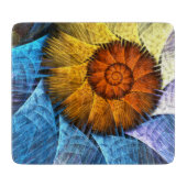 Floral Oranje Geel Blauw Abstracte Kunst Snijplank (Voorkant)