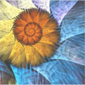 Floral Oranje Geel Blauw Abstracte Kunst Sticker (Voorkant)