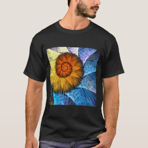 Floral Oranje Geel Blauw Abstracte Kunst T-shirt