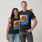 Floral Oranje Geel Blauw Abstracte Kunst T-shirt (Unisex)