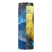 Floral Oranje Geel Blauw Abstracte Kunst Thermosbeker (Achterkant)