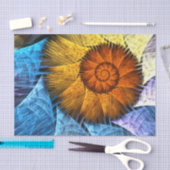 Floral Oranje Geel Blauw Abstracte Kunst Tissuepapier (Craft)