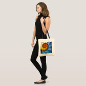 Floral Oranje Geel Blauw Abstracte Kunst Tote Bag (Voorkant (model))