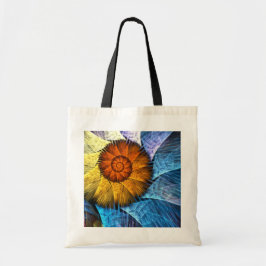 Floral Oranje Geel Blauw Abstracte Kunst Tote Bag