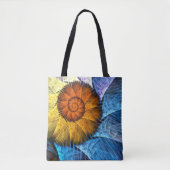 Floral Oranje Geel Blauw Abstracte Kunst Tote Bag (Voorkant)