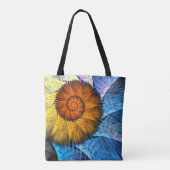 Floral Oranje Geel Blauw Abstracte Kunst Tote Bag (Achterkant)