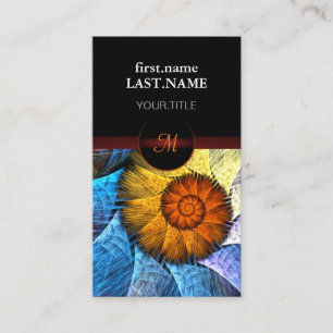 Floral Oranje Geel Blauw Abstracte Kunst Visitekaartje