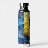 Floral Oranje Geel Blauw Abstracte Kunst Waterfles (Rechts)