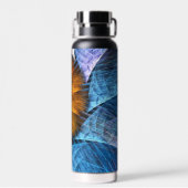 Floral Oranje Geel Blauw Abstracte Kunst Waterfles (Achterkant)