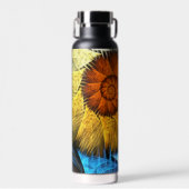 Floral Oranje Geel Blauw Abstracte Kunst Waterfles (Voorkant)