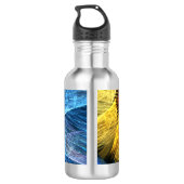 Floral Oranje Geel Blauw Abstracte Kunst Waterfles (Achterkant)