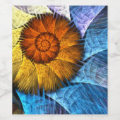 Floral Oranje Geel Blauw Abstracte Kunst Wijn Etiket (Enkel label)