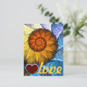 Floral Oranje Geel Blauw Abstracte Kunstliefde Briefkaart (Staand voorkant)