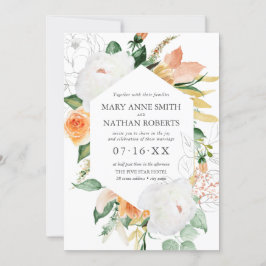 Floral Oranje Geometric Botanical Weddenschap Kaart