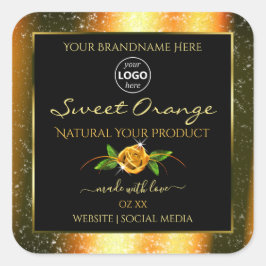 Floral Oranje Glitter Black Product Labels Logo