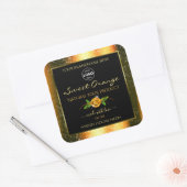 Floral Oranje Glitter Black Product Labels Logo (Envelop)
