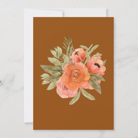 Floral Oranje Greenery Waterverf Rustic Save The Date (Achterkant)