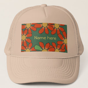 Floral oranje groen trucker pet