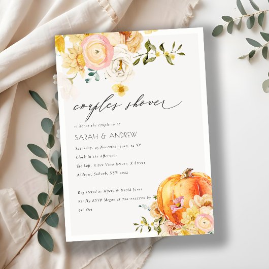 Floral Oranje herfst pompoenstellen Bedankkaart