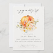 Floral Oranje herfst Pumpkin Verloving Invite Bedankkaart (Voorkant)