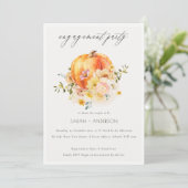 Floral Oranje herfst Pumpkin Verloving Invite Bedankkaart (Staand voorkant)