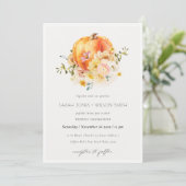 Floral Oranje herfst Pumpkin Wedding Invite Bedankkaart (Staand voorkant)