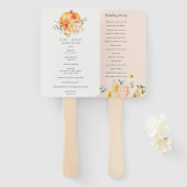 Floral Oranje herfst Pumpkin Wedding Programme Handwaaier (Voorkant en achterkant)