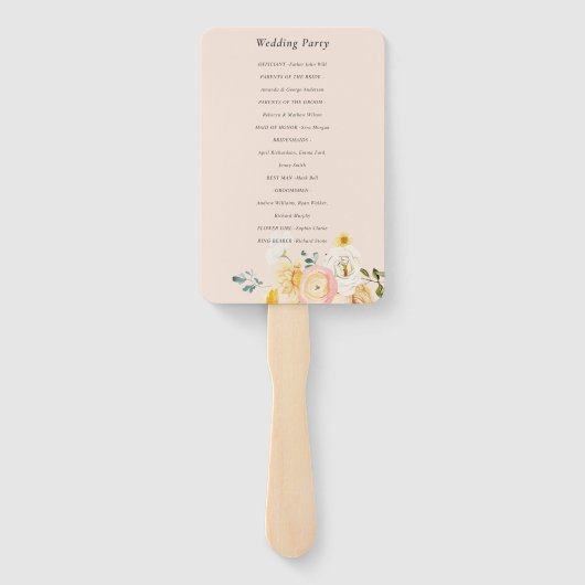 Floral Oranje herfst Pumpkin Wedding Programme Handwaaier (Achterkant)