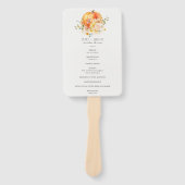 Floral Oranje herfst Pumpkin Wedding Programme Handwaaier (Voorkant)