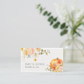 Floral Oranje herfst Pumpkin Wedding Website Visitekaartje (Staand voorkant)