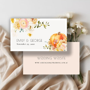 Floral Oranje herfst Pumpkin Wedding Website Visitekaartje