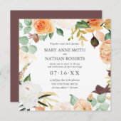 Floral Oranje Late Summer All-in-One Weddenschap Kaart (Voorkant / Achterkant)