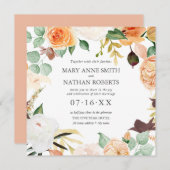 Floral Oranje Late Summer ALL IN ONE Wedding Inven Kaart (Voorkant / Achterkant)