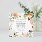 Floral Oranje Late Summer ALL IN ONE Wedding Inven Kaart (Staand voorkant)