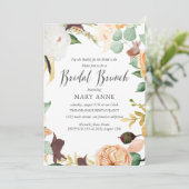 Floral Oranje Late Summer Wedding Bridal Brunch Kaart (Staand voorkant)