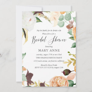 Floral Oranje Late Summer Wedding Vrijgezellenfees Kaart