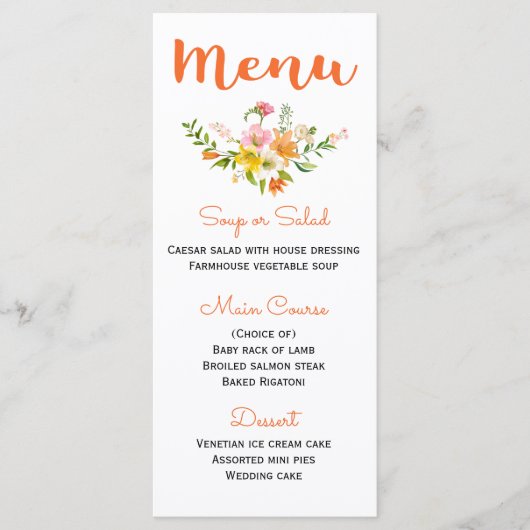 Floral Oranje Menu Lily Flowers - Roze Geel (Voorkant)