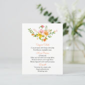 Floral Oranje Menu Lily Flowers - Roze Geel (Staand voorkant)