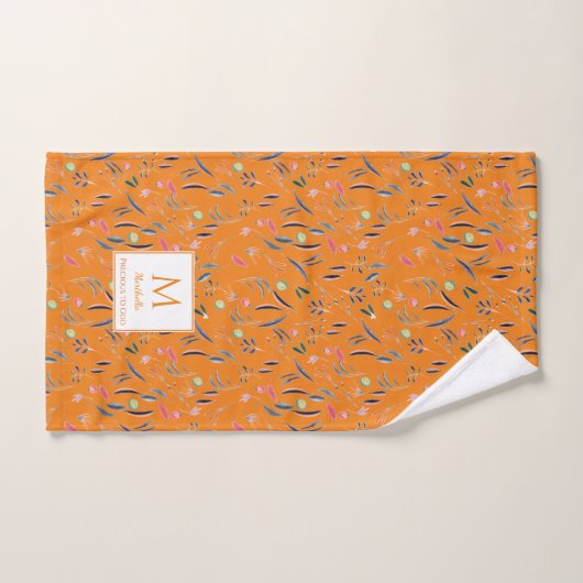 Floral ORANJE Monogram PRECIES VOOR GOD Gym Handdoek (Handdoek)
