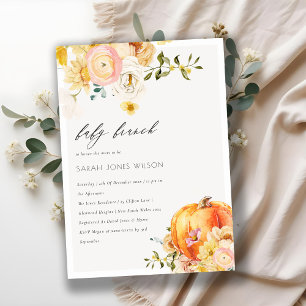 Floral Oranje pomkin Baby Brunch Shower Invite Bedankkaart