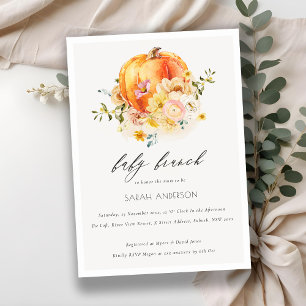 Floral Oranje pomkin Baby Brunch Shower Invite Bedankkaart
