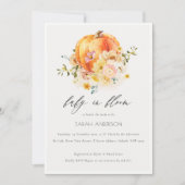 Floral Oranje pompoen Baby in bloem Shower Invite Bedankkaart (Voorkant)