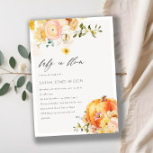 Floral Oranje pompoen Baby in bloem Shower Invite Bedankkaart