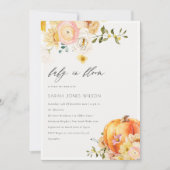 Floral Oranje pompoen Baby in bloem Shower Invite Bedankkaart (Voorkant)