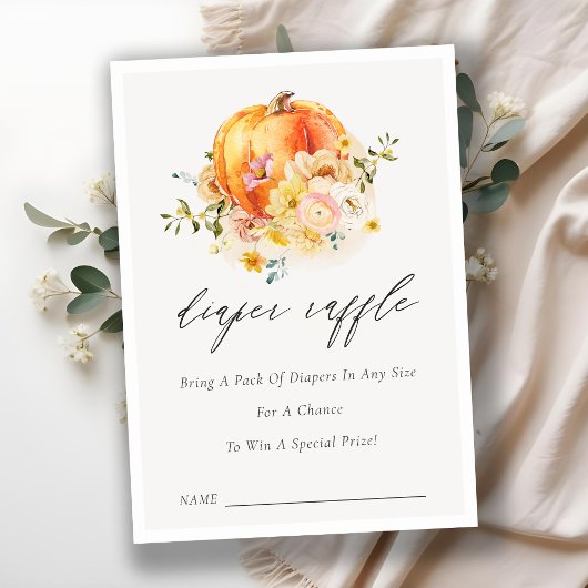 Floral Oranje pompoen, luiend Baby shower Informatiekaartje