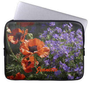 Floral Oranje Poppies Flowers Computer Laptop Sleeve